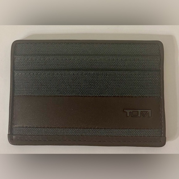 NWT TUMI Alpha SLG Slim Card Case Anthracite (Dark Gray)/Brown